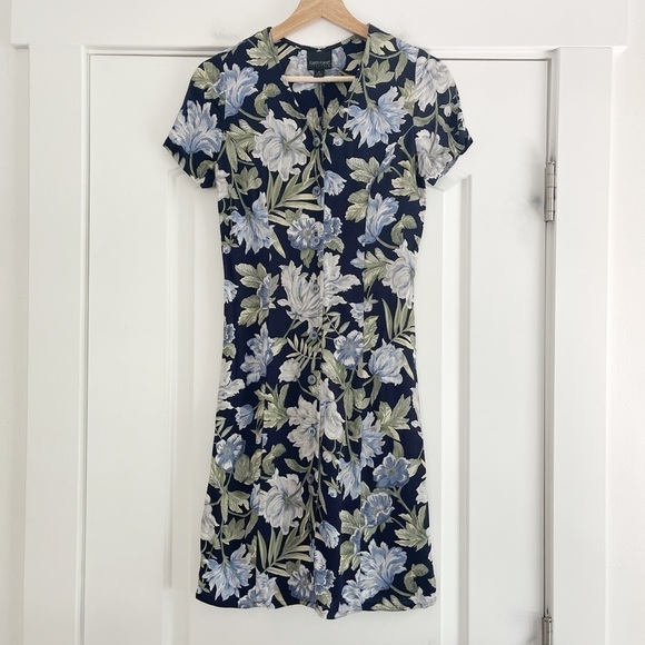 Vintage Karen Kane Floral Button Front Mini Dress - 6 - Picture 1 of 7